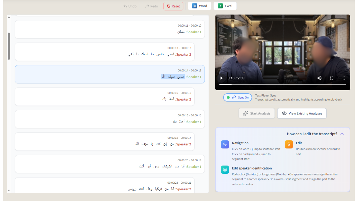 Transcript with multiple speaker blocks and clear speaker labels